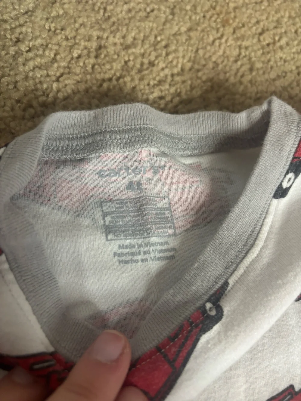 Carter's White One-Piece with Red Car Print